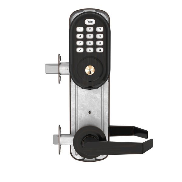 Yale Real Living Assure Lock Push Button Valdosta Interconnected Lockset and Deadbolt with Z-Wave US10BP Oil Rubbed B YRC216ZW2VL510BP